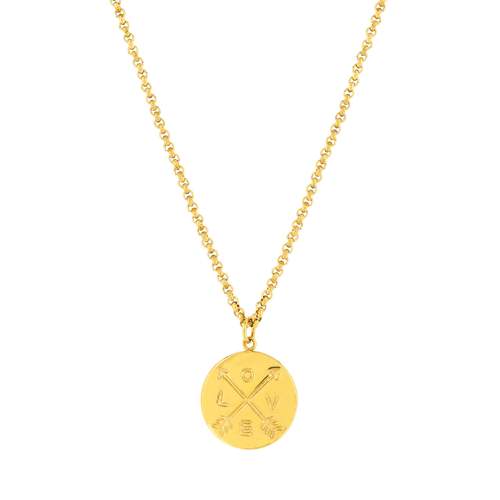Collier acier doré jaune Love 47 cm.