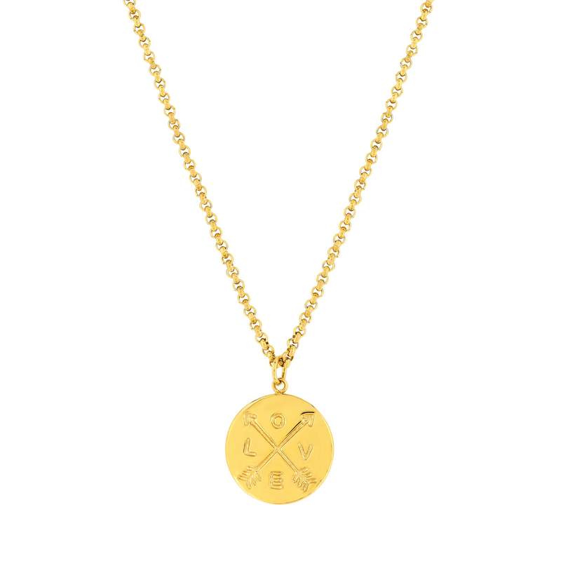 Collier acier doré jaune Love 47 cm. - vue 1