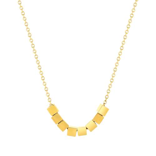 Collier acier doré jaune cube 47 cm