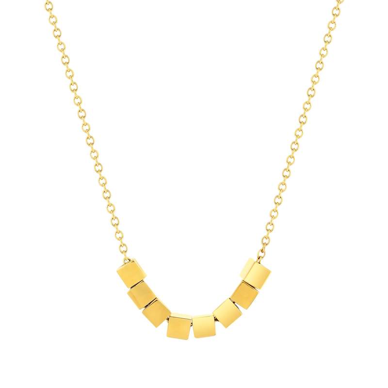 Collier acier doré jaune cube 47 cm - vue 1