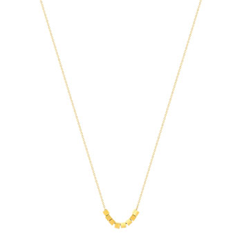 Collier acier doré jaune cube 47 cm