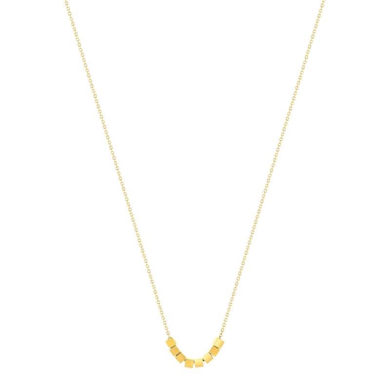 Collier acier doré jaune cube 47 cm - vue 2