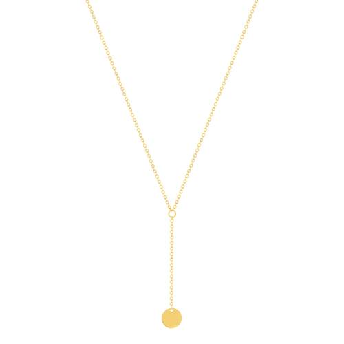 Collier acier doré jaune disque 47 cm