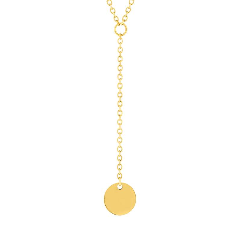 Collier acier doré jaune disque 47 cm - vue 2