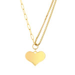 Collier acier doré jaune coeur 50 cm - vue 1