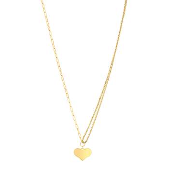 Heart yellow gold-plated steel necklace 50 cm