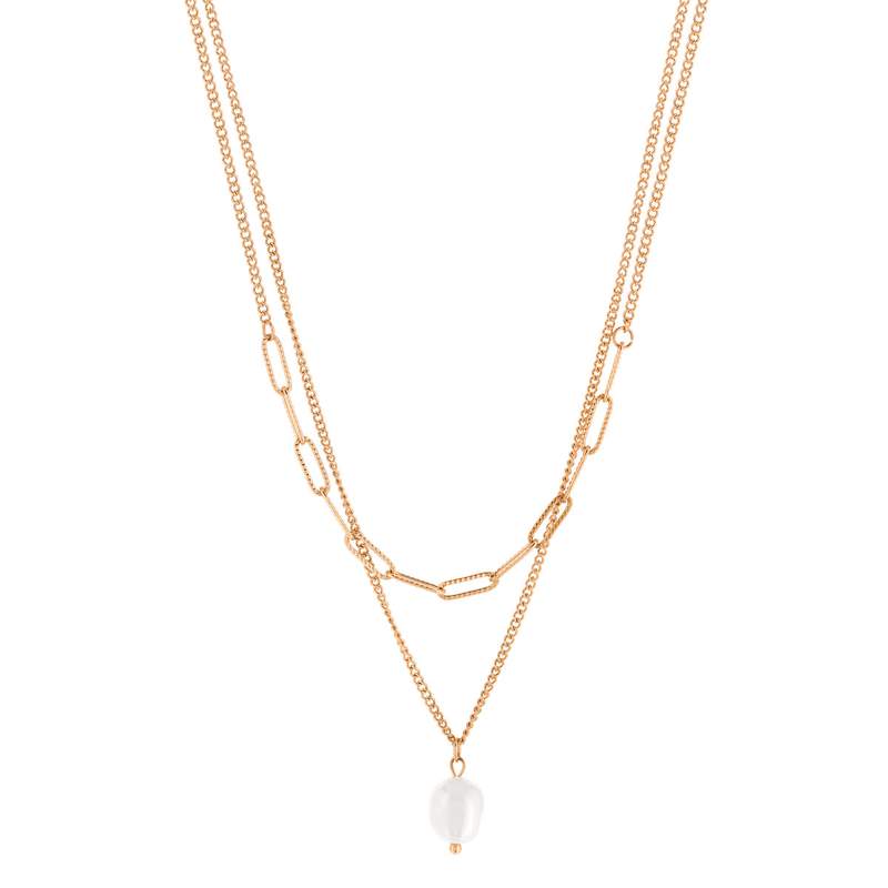 Collier acier rose perle imitation 48 cm - vue 1