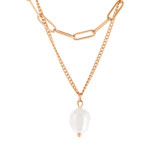 Collier acier rose perle imitation 48 cm - vue 2