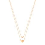 Collier acier doré rose boule et coeur 45 cm - vue 2