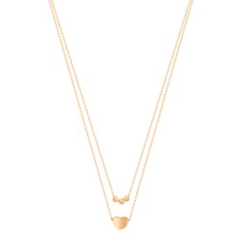 Collier acier doré rose boule et coeur 45 cm