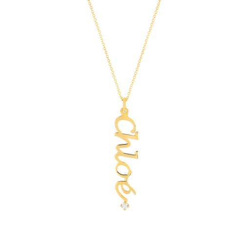 Collier or jaune 375 à votre prénom. Longueur 43 cm.