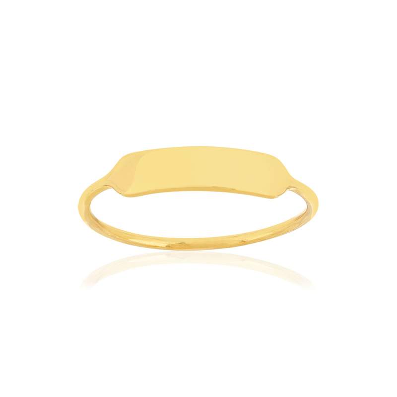 Chevalière or jaune 375, rectangle personnalisable. - vue 1