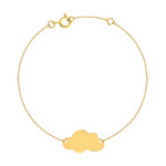 Bracelet or jaune 375, médaille motif nuage, personnalisable. Longueur 19 cm. - vue 1