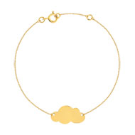Bracelet or jaune 375, médaille motif nuage, personnalisable. Longueur 19 cm.