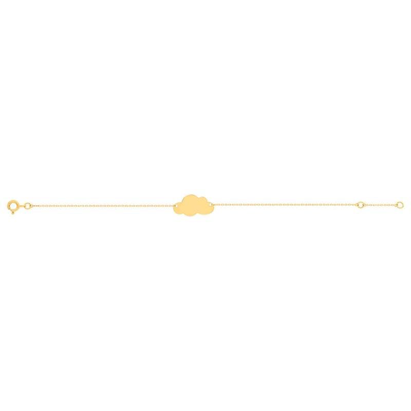 Bracelet or jaune 375, médaille motif nuage, personnalisable. Longueur 19 cm. - vue 2