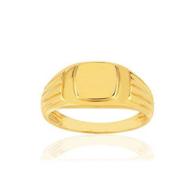 Chevalière or jaune 375, carrée. - vue 1