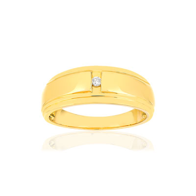 Chevalière or jaune 375, diamant. - vue 1