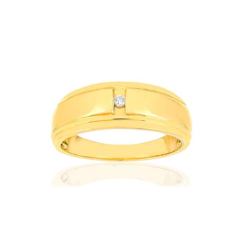 Chevalière or jaune 375, diamant.