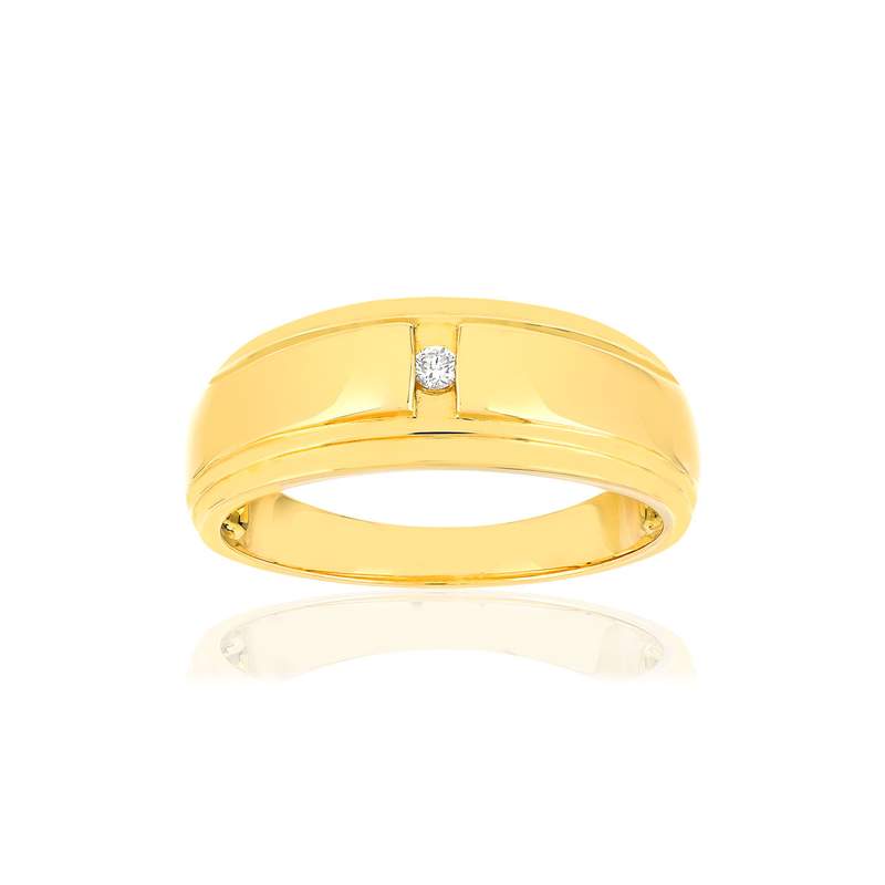 Chevalière or jaune 375, diamant. - vue 1