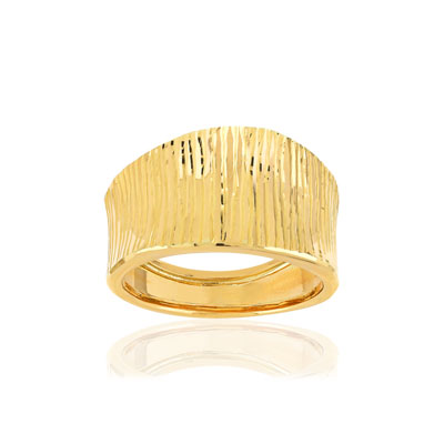 Bague or jaune 375, effet ciselé. - vue 1