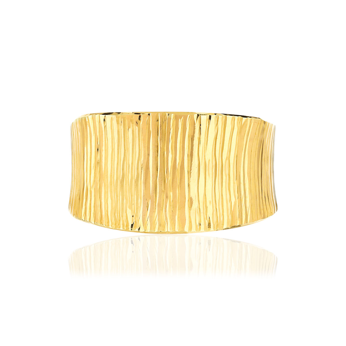 Bague or jaune 375, effet ciselé. - vue 3