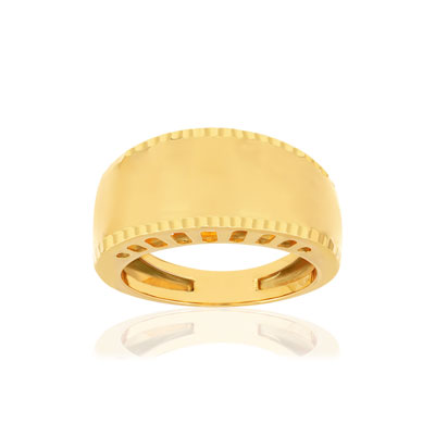 Bague or jaune 375, bord ciselé - vue 1