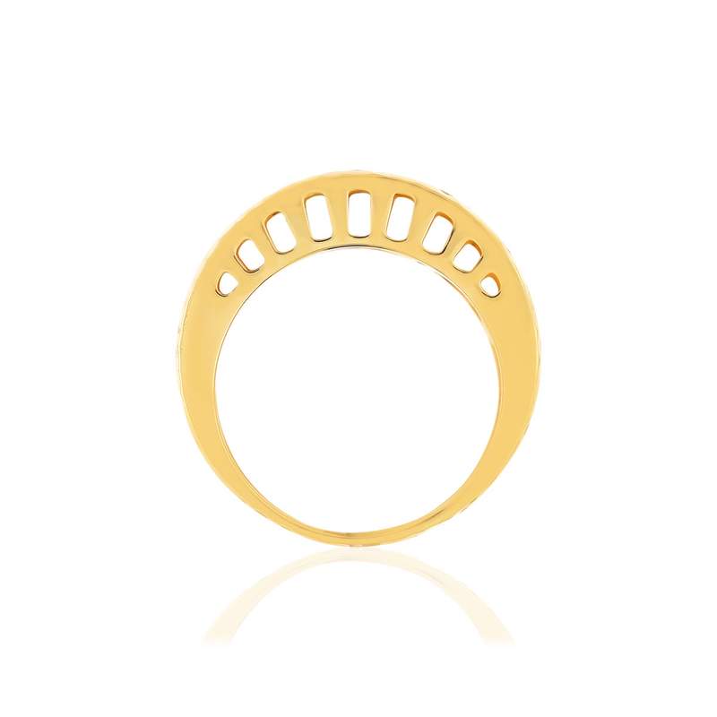 Bague or jaune 375, bord ciselé - vue 2