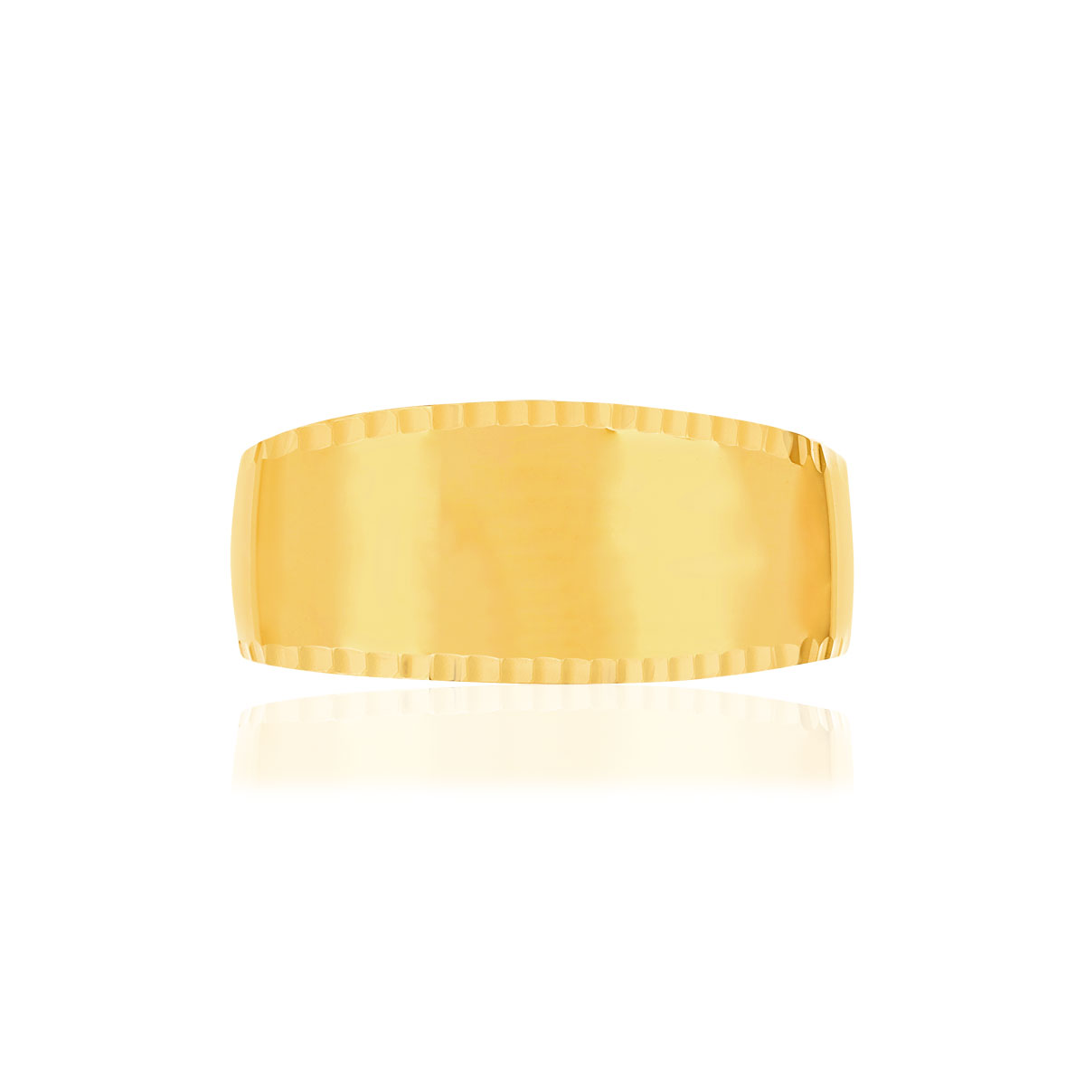 Bague or jaune 375, bord ciselé - vue 3