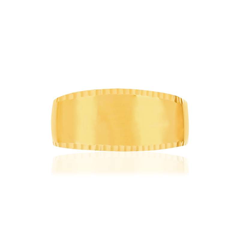 Bague or jaune 375, bord ciselé - vue 3