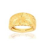 Bague or jaune 375, ciselé, motif soleil. - vue 1