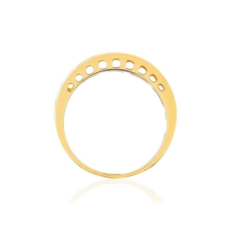 Bague or jaune 375, ciselé, motif soleil. - vue 2