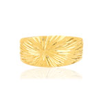 Geelgouden ring 375, geciseleerd, zonnestraal motief. - Bekijk 3