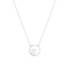 Collier argent 925 cercle zirconias perle de culture de Chine 45 cm - vue V1