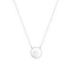 Collier argent 925 cercle zirconias perle de culture de Chine 45 cm - vue 1