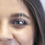 Zilveren collier 925 cirkel zirkonia's Chinese gekweekte parel 45 cm - bekijk D3