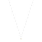 Collier argent 925, motif cercle, perle de culture de Chine et zirconia. Longueur 45 cm. - vue 2