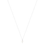 925 silver necklace, Chinese cultured pearl and zirconia. Length 45 cm. - view 2