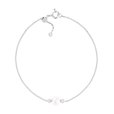 Bracelet argent 925 perle de culture zirconias 19 cm