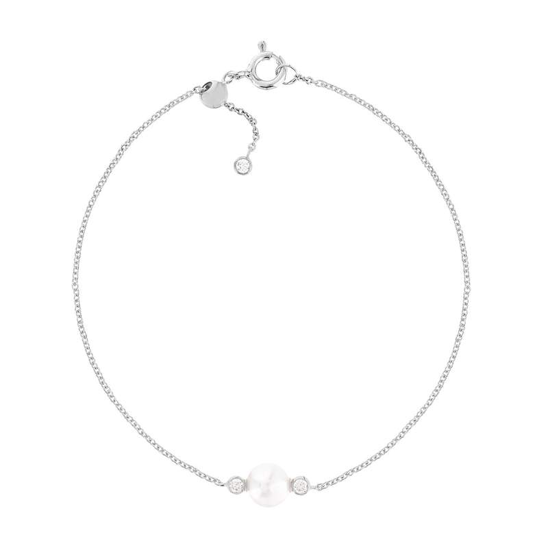 Bracelet argent 925 perle de culture zirconias 19 cm - vue 1