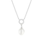 Collier argent 925 perle de culture de Chine zirconias 45 cm - vue 1