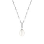 Collier argent 925 zirconias perles de culture de Chine 45 cm - vue 1