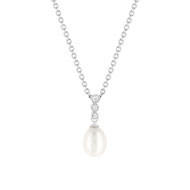 Collier argent 925 zirconias perles de culture de Chine 45 cm
