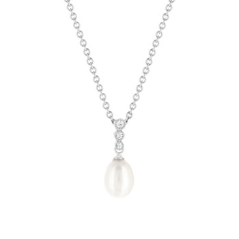 Collier argent 925 zirconias perles de culture de Chine 45 cm