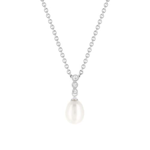Collier argent 925 zirconias perles de culture de Chine 45 cm