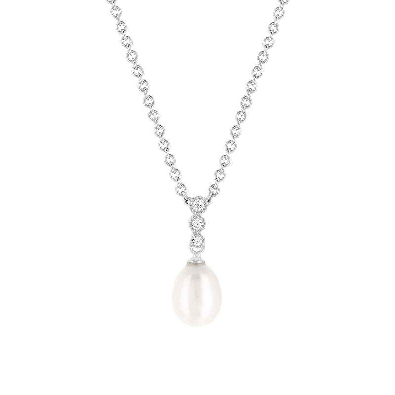 Collier argent 925 zirconias perles de culture de Chine 45 cm - vue 1