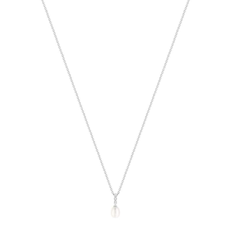 Collier argent 925 zirconias perles de culture de Chine 45 cm - vue 2
