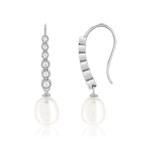Boucles d'oreilles argent 925, perles de culture de Chine, zirconias. - vue 1