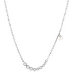 Collier argent 925, perle de culture de Chine et zirconia. Longueur 45 cm. - vue 1