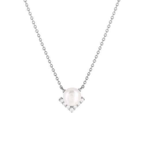 Silver necklace 925 Chinese cultured pearl zirconias 45 cm