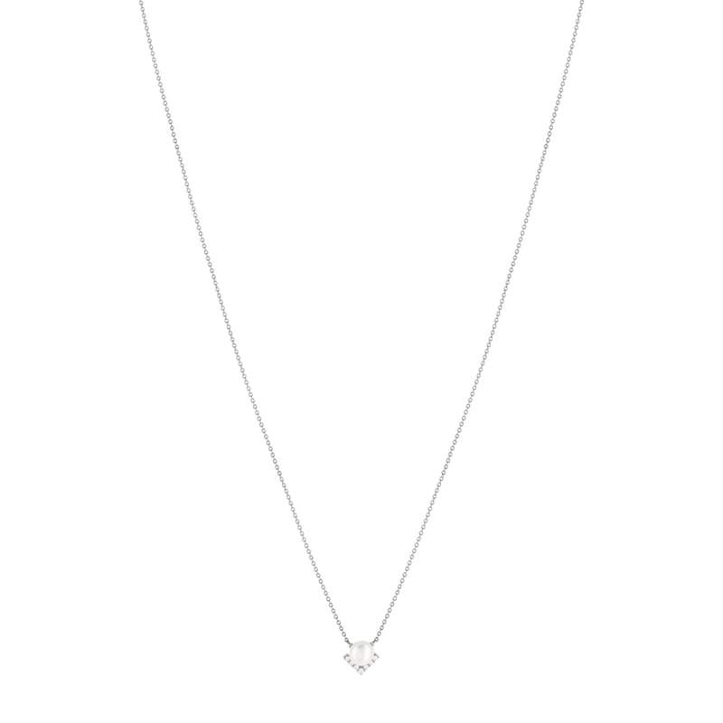 Collier argent 925 perle de culture de Chine zirconias 45 cm - vue 2